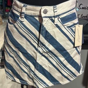 NWT Striped Blue and White Denim Mini Skirt